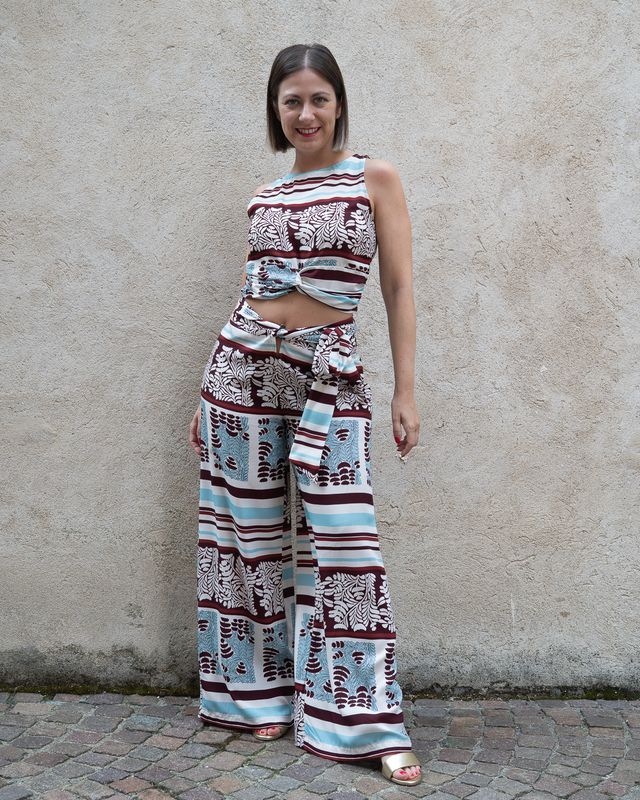 Coordinato HaveOne fantasia azzurro bianco e bordeaux