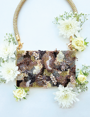 Earthy Gold beaded bag