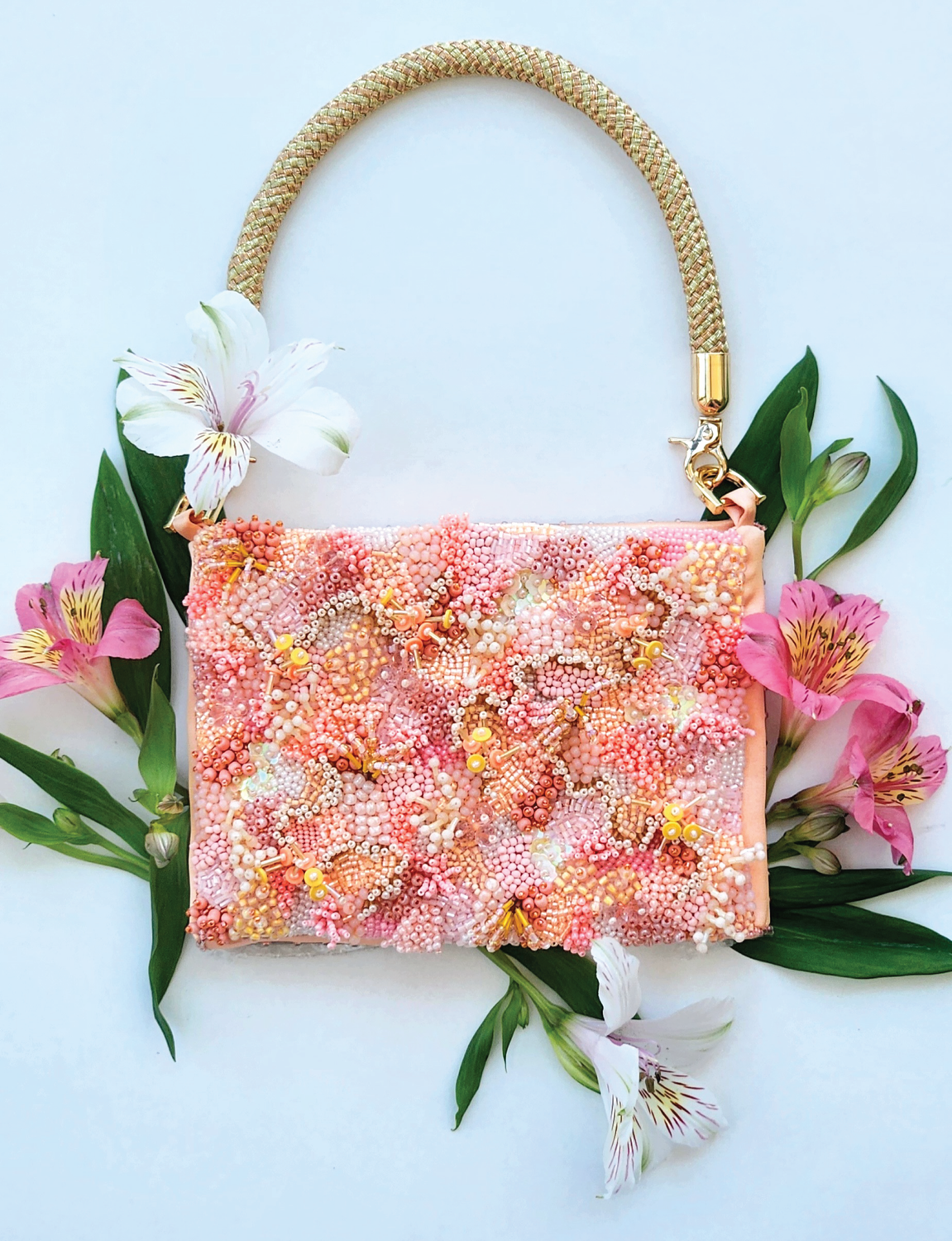 Peach Explosion beaded bag