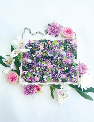Fluffy Lavender beaded bag