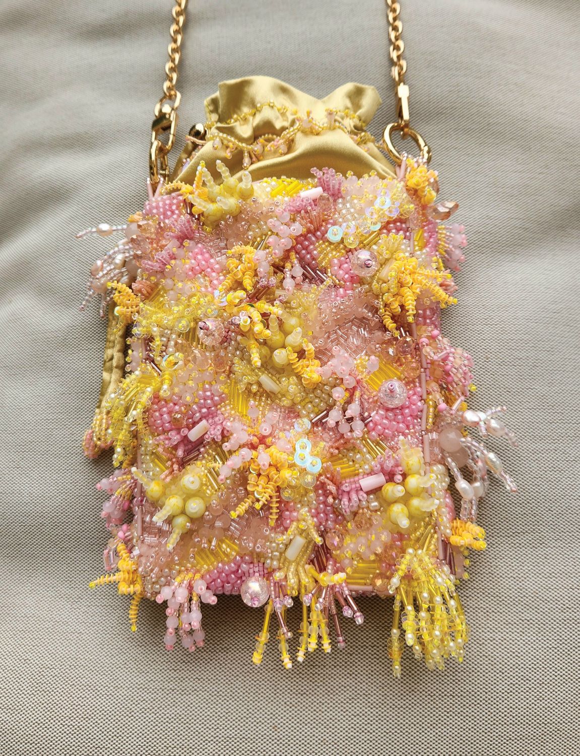 Pink Sunshine beaded bag