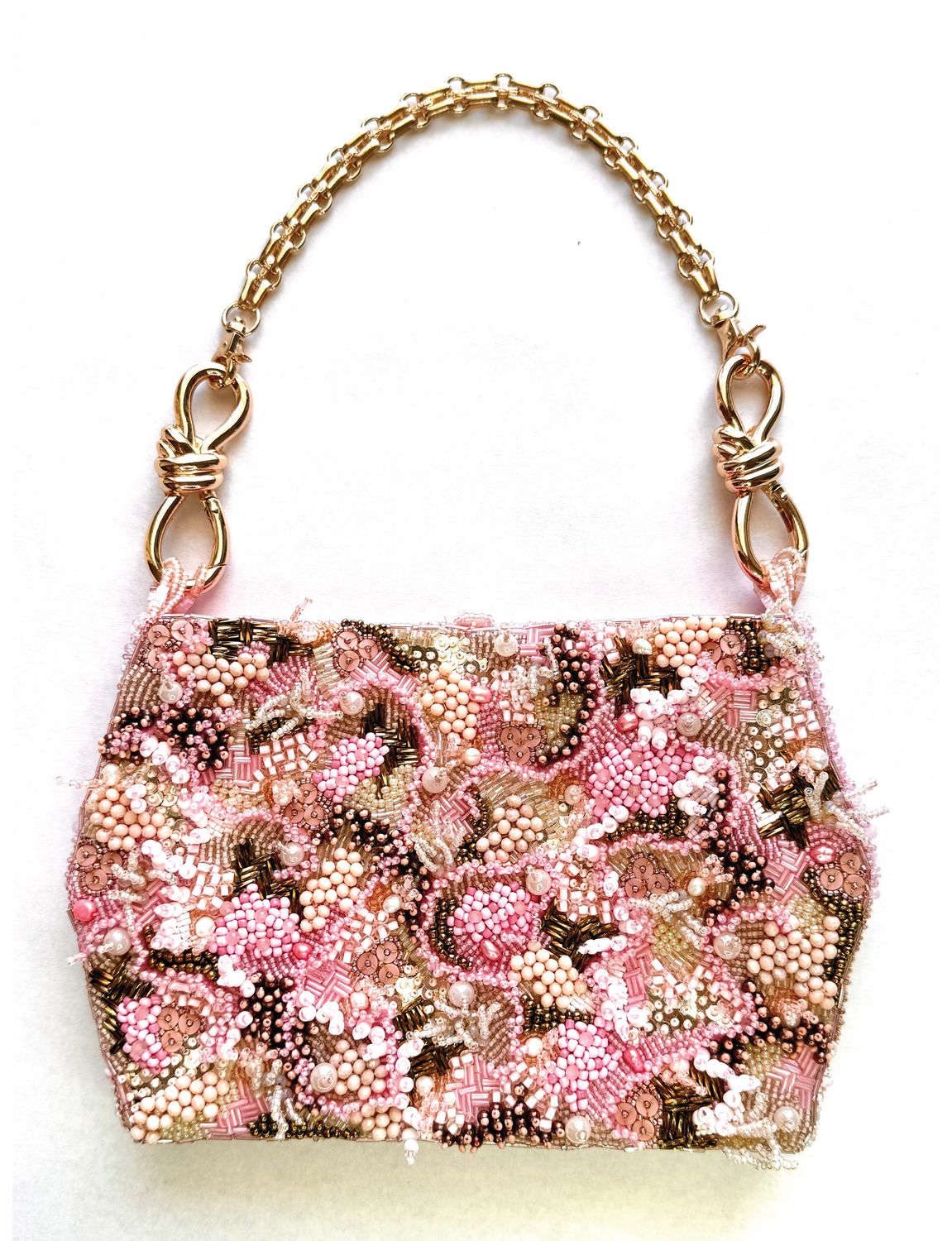 Rose-Gold 3D embroidered bag