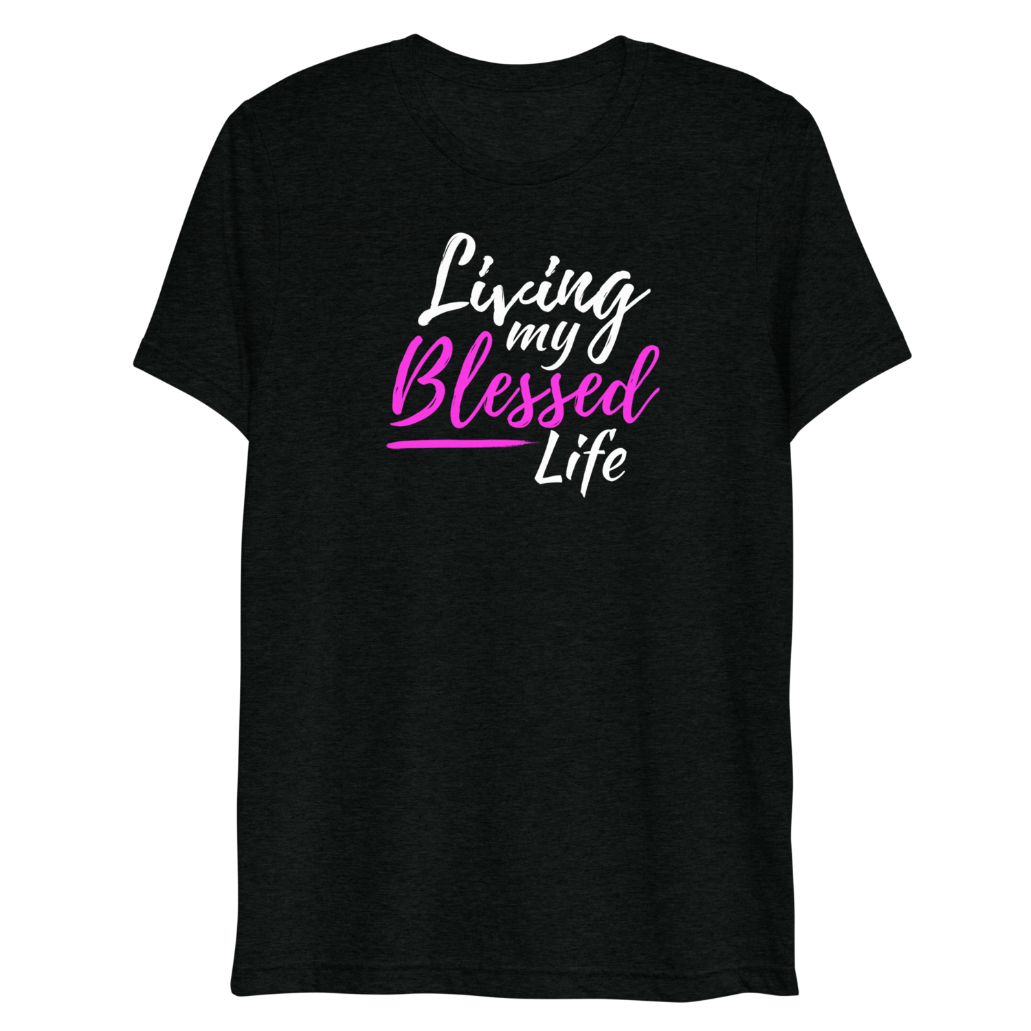 Living My Blessed Life Short sleeve t-shirt, Color: Solid Black Triblend, Size: XS