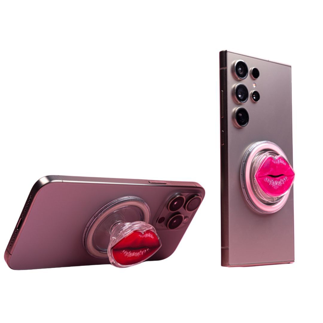 Voyager Magnetic Phone Grips, with Adapter Rings - Pink &amp; Red Bundled