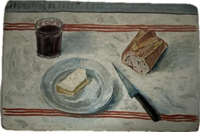 Bread and cheese still life