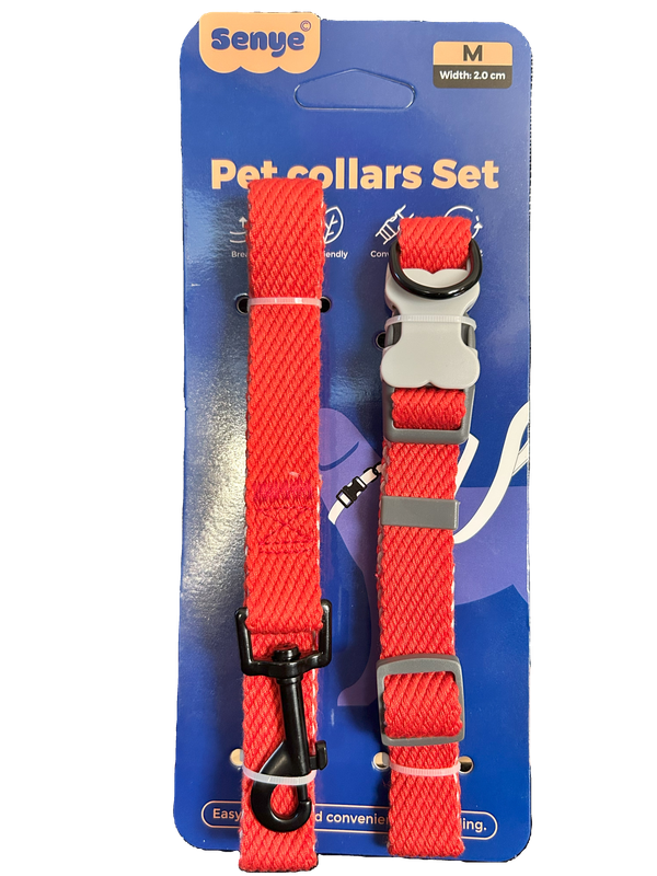 Dog Collar &amp; Leash Set Assorted Colors