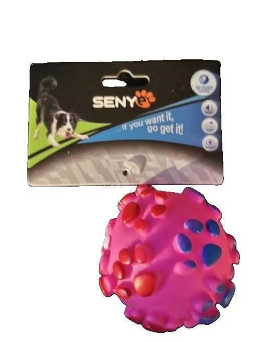 Paw Print Squeaky Dog Toy Balls, Pack of 3, Assorted Colors