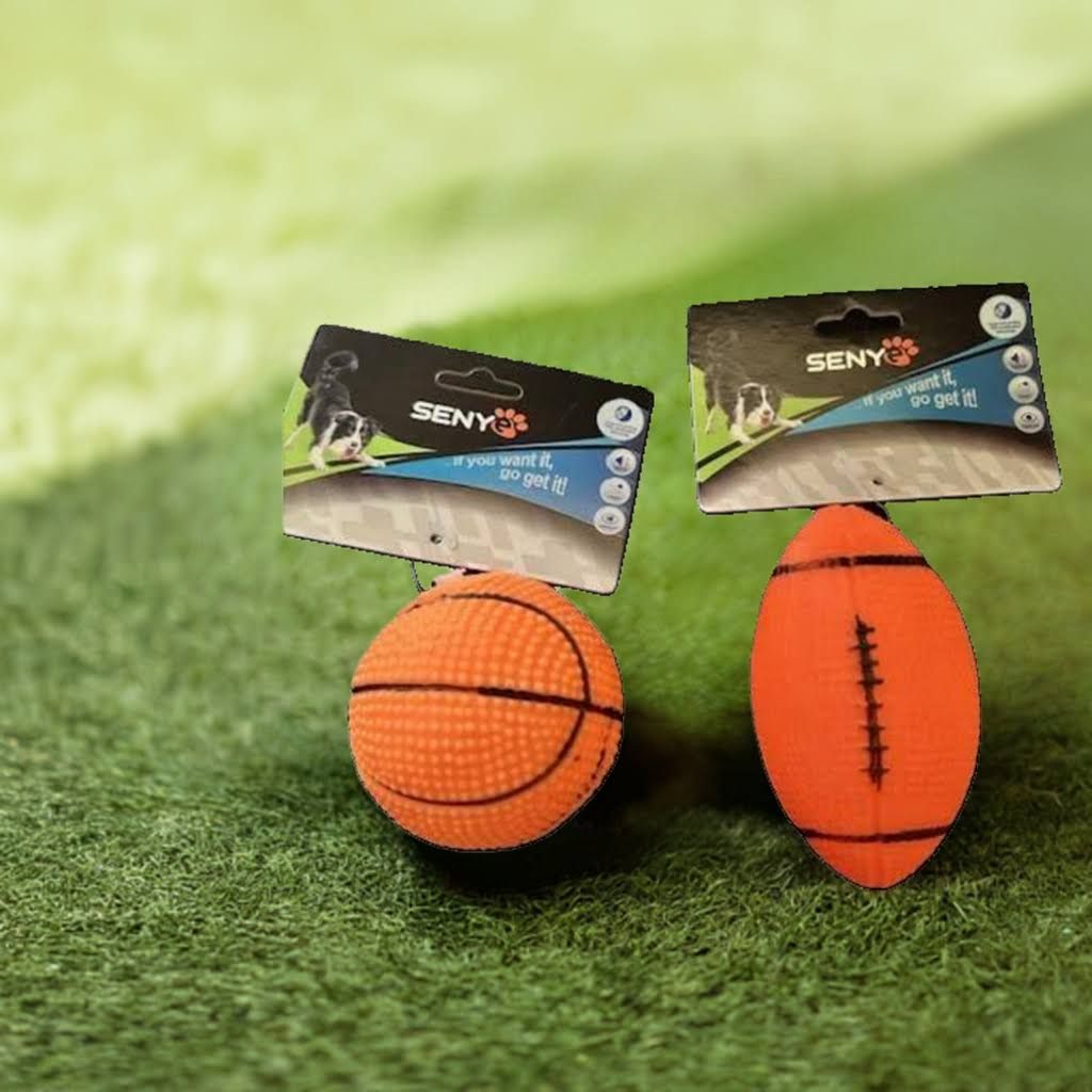 Vinyl Basketball / Football Chew Toy  Pkg of 2