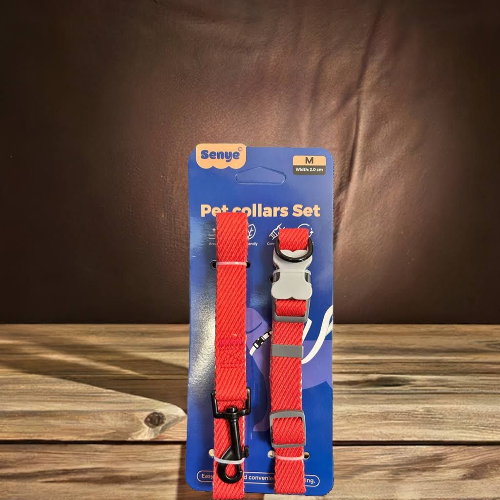 Dog Collar &amp; Leash Set Assorted Colors