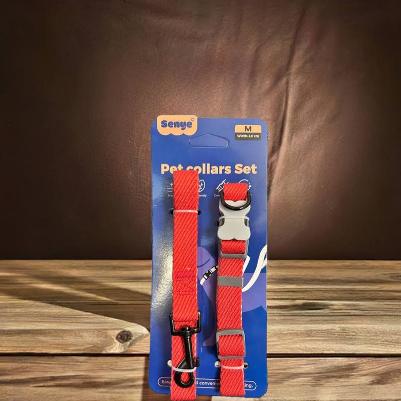 Dog Collar &amp; Leash Set Assorted Colors
