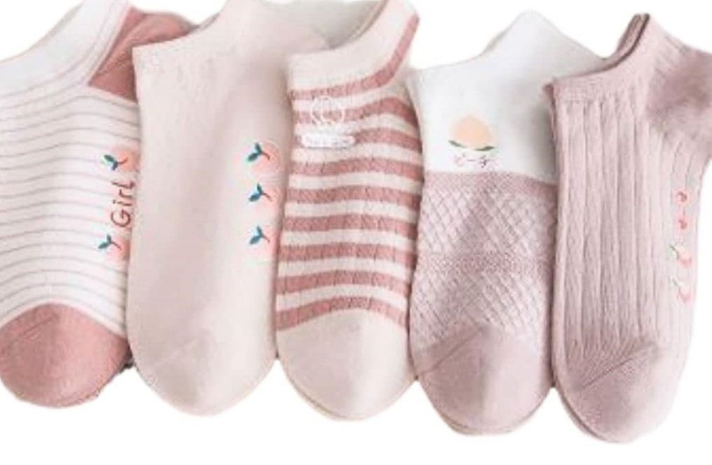 5 Pairs Soft Cotton Socks for Women, Girls