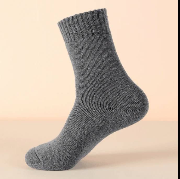 Winter Thick Wool Socks for Men Grey 5-Pack