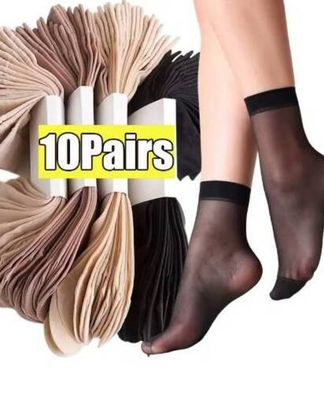 10 Pairs Spring Summer Women Soft Socks Thin Silk Socks