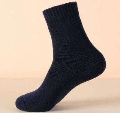 Winter Thick Wool Socks for Men Black 5-Pack Size 10-13