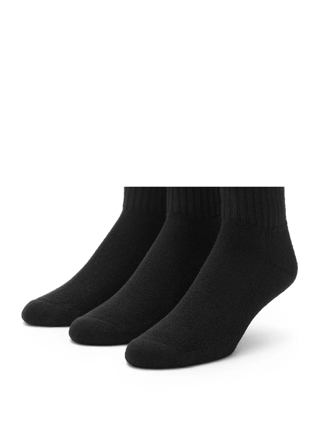 Men&#39;s Cushion Quarter Top Wool Socks for Men Black 5-Pack Size
