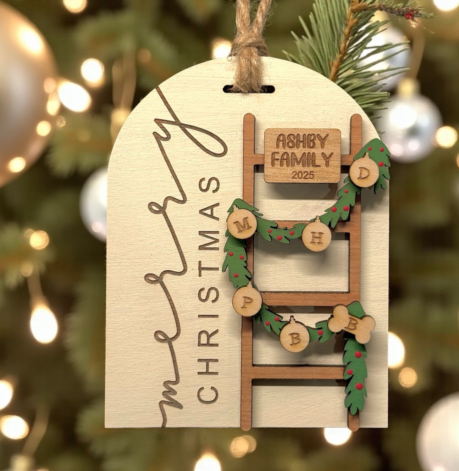 Christmas Ladder - Family Ornament