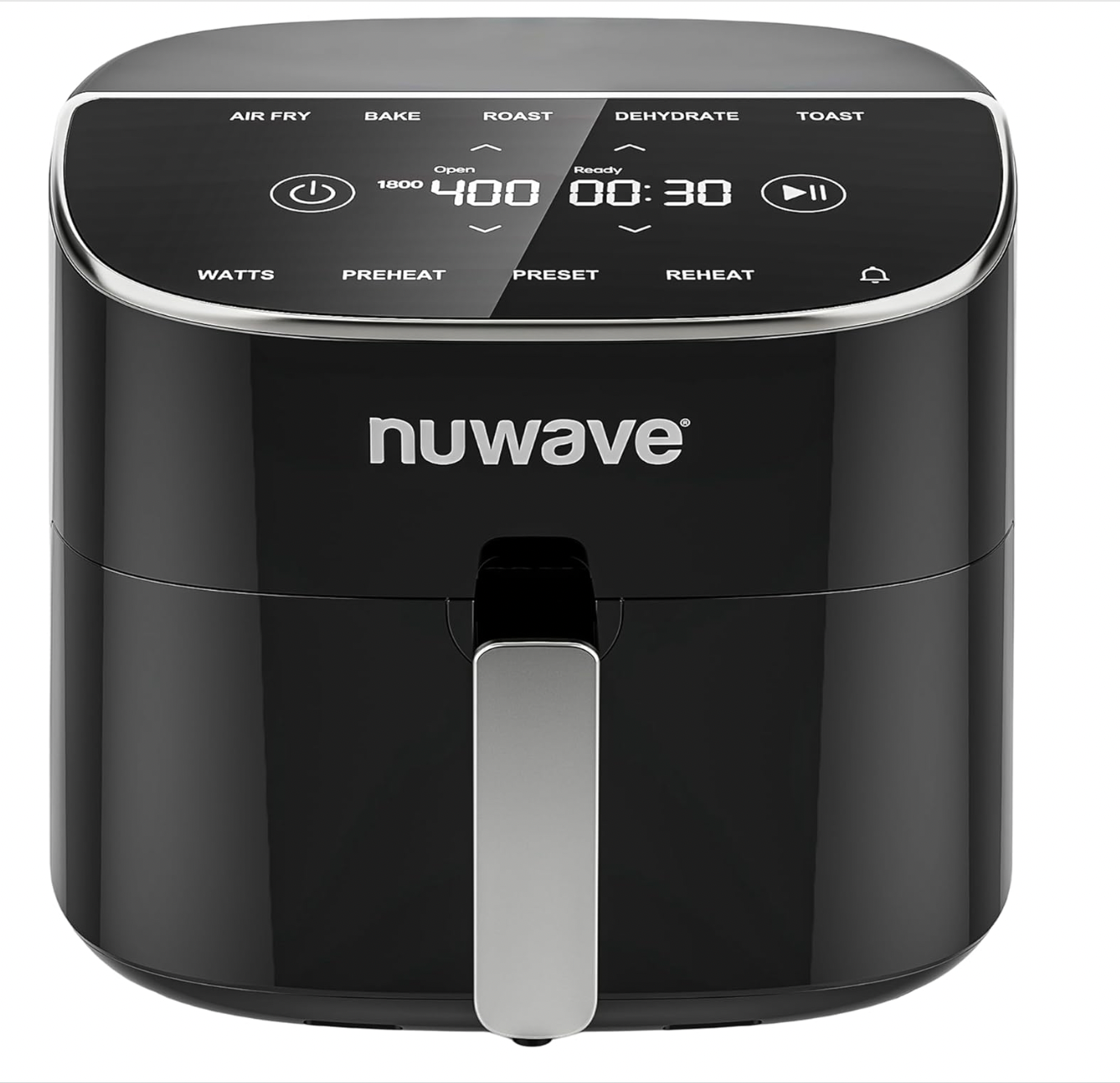Nuwave Brio Plus 8 Qt Air Fryer, PFAS Free, New &amp; Improved, Digital Touch Screen, Cool White Display, 50°F~400°F in Precise 5°, 5 Cook Functions, 100 Presets &amp; 50 Memory, 3 Wattages 700, 1500, 1800