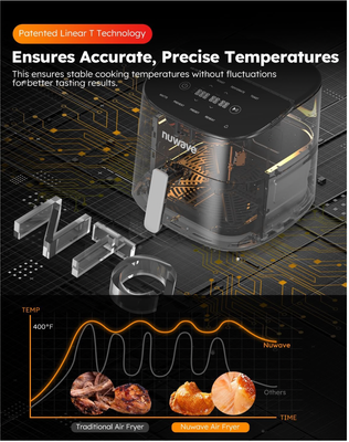 Nuwave Brio Plus 8 Qt Air Fryer, PFAS Free, New &amp; Improved, Digital Touch Screen, Cool White Display, 50°F~400°F in Precise 5°, 5 Cook Functions, 100 Presets &amp; 50 Memory, 3 Wattages 700, 1500, 1800