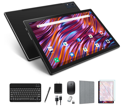 Newest 2024 Android 13 Tablet, 128GB+16(8+8 Expand)GB/512GB Expandable, Octa-Core Tablet with 5G WiFi, 8000mAh Battery, 10.1 inch Tablet with 21MP Camera, Tablet with Keyboard, Bluetooth, Mouse, Case.