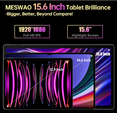 Tablet 15.6 Inch Android 13 Tablet, Large Tablet with1080 IPS HD Display Big Screen, 8-Core, 6GB+128GB, Support 512G TF Card, 12000mAh Long Lasting Battery for Movie/Work-Space Gray