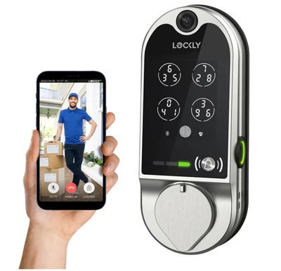 Lockly Vision Smart Lock, HD Video Doorbell Smart Locks for Front Door, Fingerprint Door Lock, Touchscreen Keypad, App Control, No Monthly Fee, Auto Lock - Satin Nickel (PGD798SN)