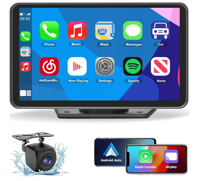 Eleacc Portable Wireless Carplay Car Stereo, 7&quot; HD Touchscreen for Car with Apple CarPlay &amp; Android Auto with Mirror Link/Backup Camera/Siri/Bluetooth/Navigation/AUX for All Vehicles