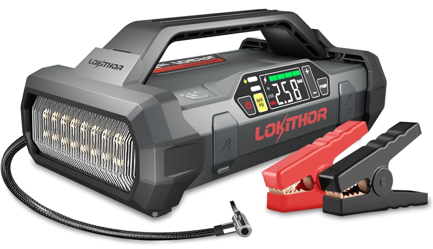JA300 Jump Starter with Air Compressor, 1500Amp 12V Portable Car Battery Booster Pack for Upto 7.0L Gas or 4.5L Diesel, 150 PSI Tire Inflator with Digital Screen, 24 Months Ultra-Long Standby