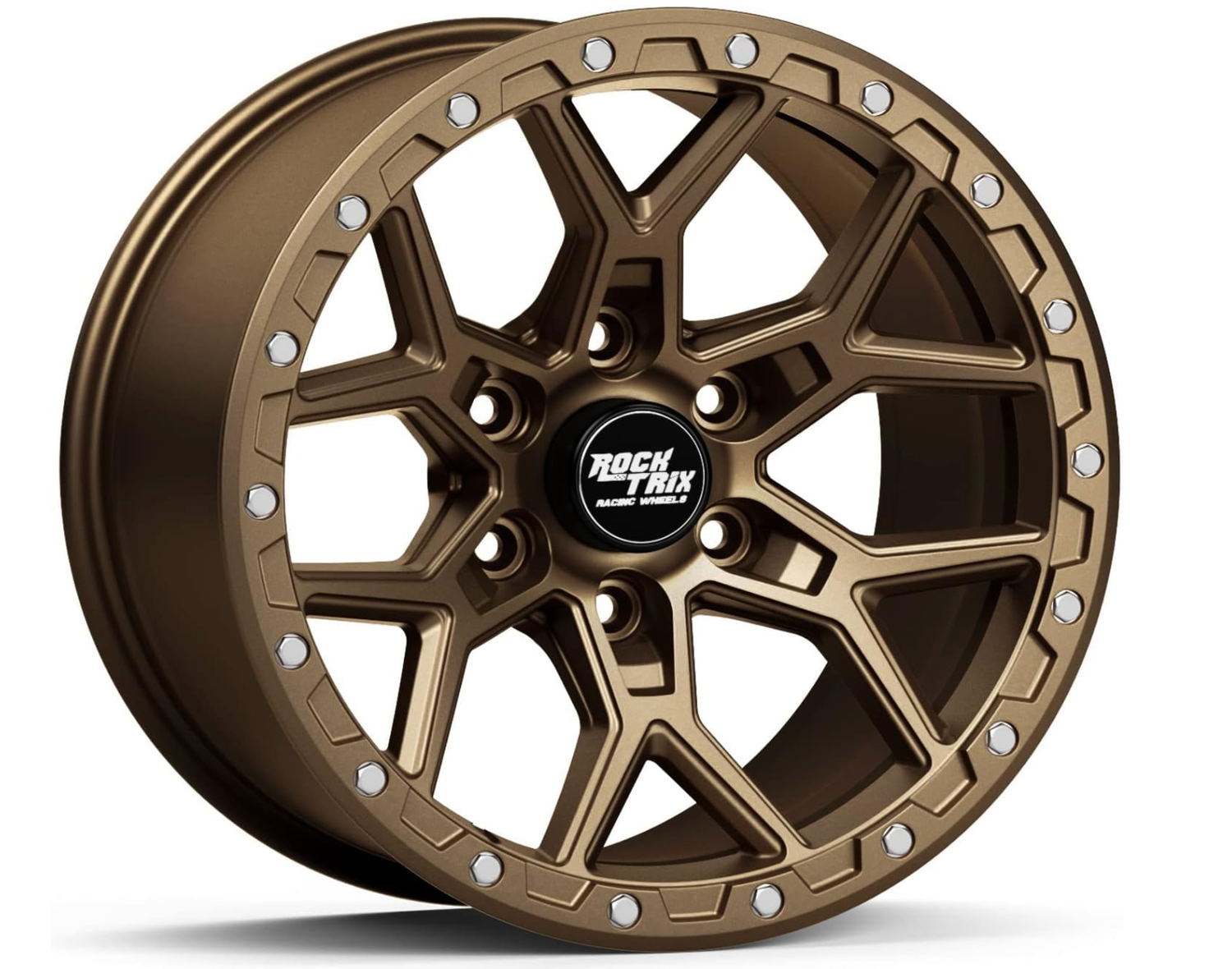 RockTrix RT107 17 Inch Rim Automotive Wheel Compatible with 2001+ Toyota Tacoma, 2002+ 4Runner, FJ Cruiser, 17x9 6x5.5 Wheel, 12mm offset, 4.5 Inch Backspacing, 6x139.7 6Lug Rim, Matte Bronze