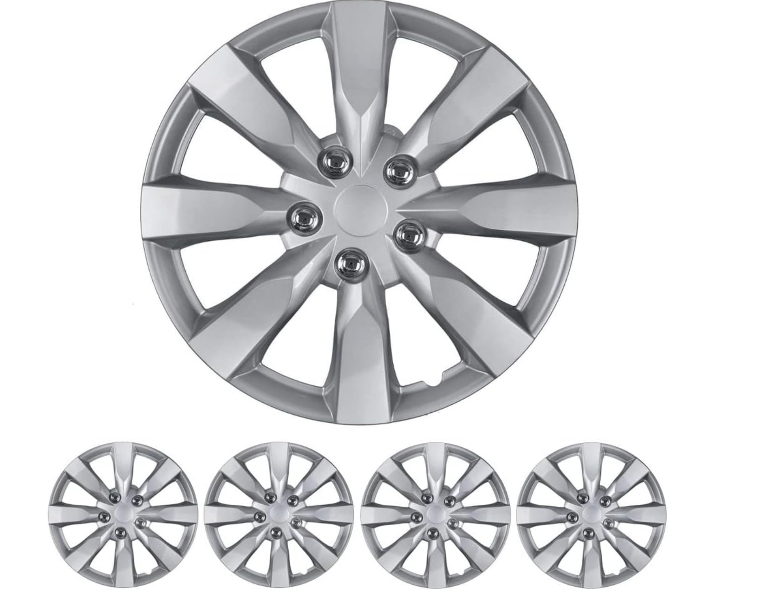 BDK (4-Pack) Premium 16&quot; Wheel Rim Cover Hubcaps OEM Style Replacement Snap On Car Truck SUV Hub Cap - 16 Inch Set, Abs,Steel, Acrylonitrile Butadiene Styrene