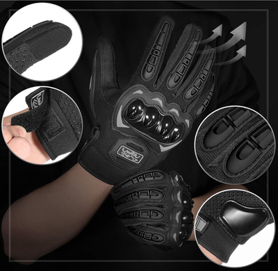COFIT Motorcycle Gloves for Men and Women, Full Finger Touchscreen Motorbike Gloves for BMX ATV MTB Riding, Road Racing, Cycling, Climbing, Motocross - Black M