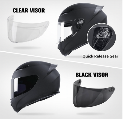 Full Face Motorcycle Helmet WS-607 DOT Approved Motorbike Racing Street Bike Helmets for Adults with Visor