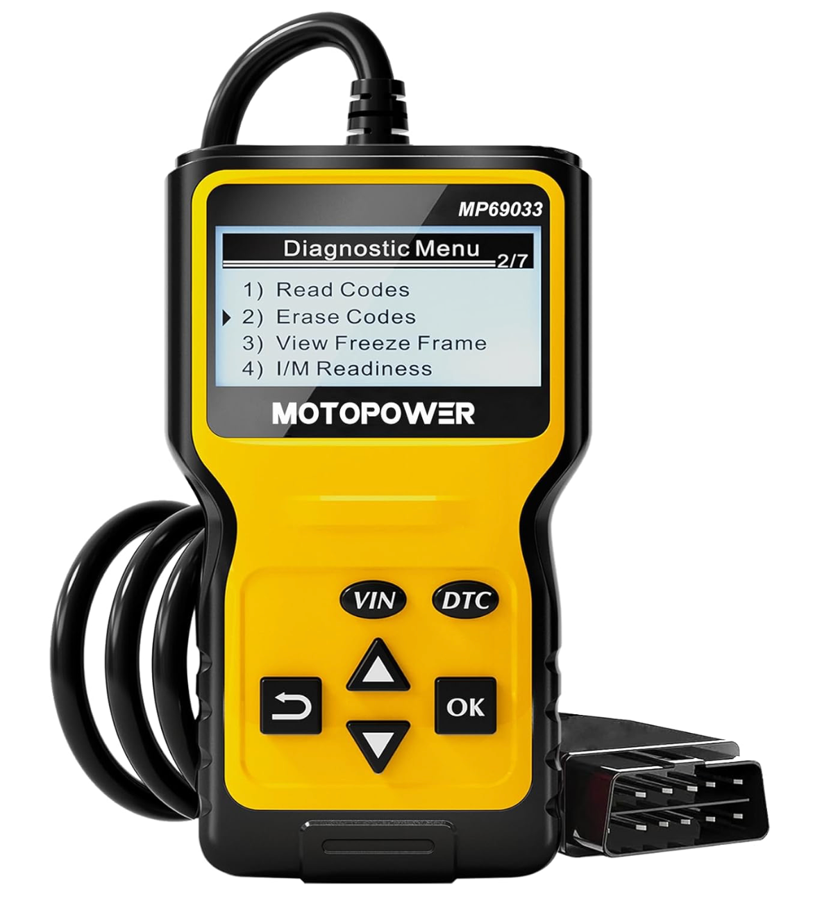 MOTOPOWER MP69033 Car OBD2 Scanner Code Reader Engine Fault Scanner CAN Diagnostic Scan Tool for All OBD II Protocol Cars Since 1996, Yellow