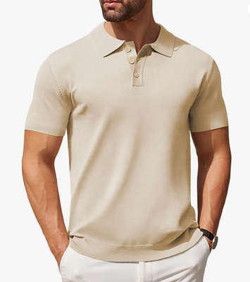 COOFANDY Mens Knit Polo Shirts Casual Short Sleeve Button Down Polo Shirt Classic Golf Shirts