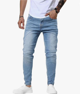 Woenzaia Mens Jeans Slim Fit Skinny Denim Stretch Tapered Jean Pants
