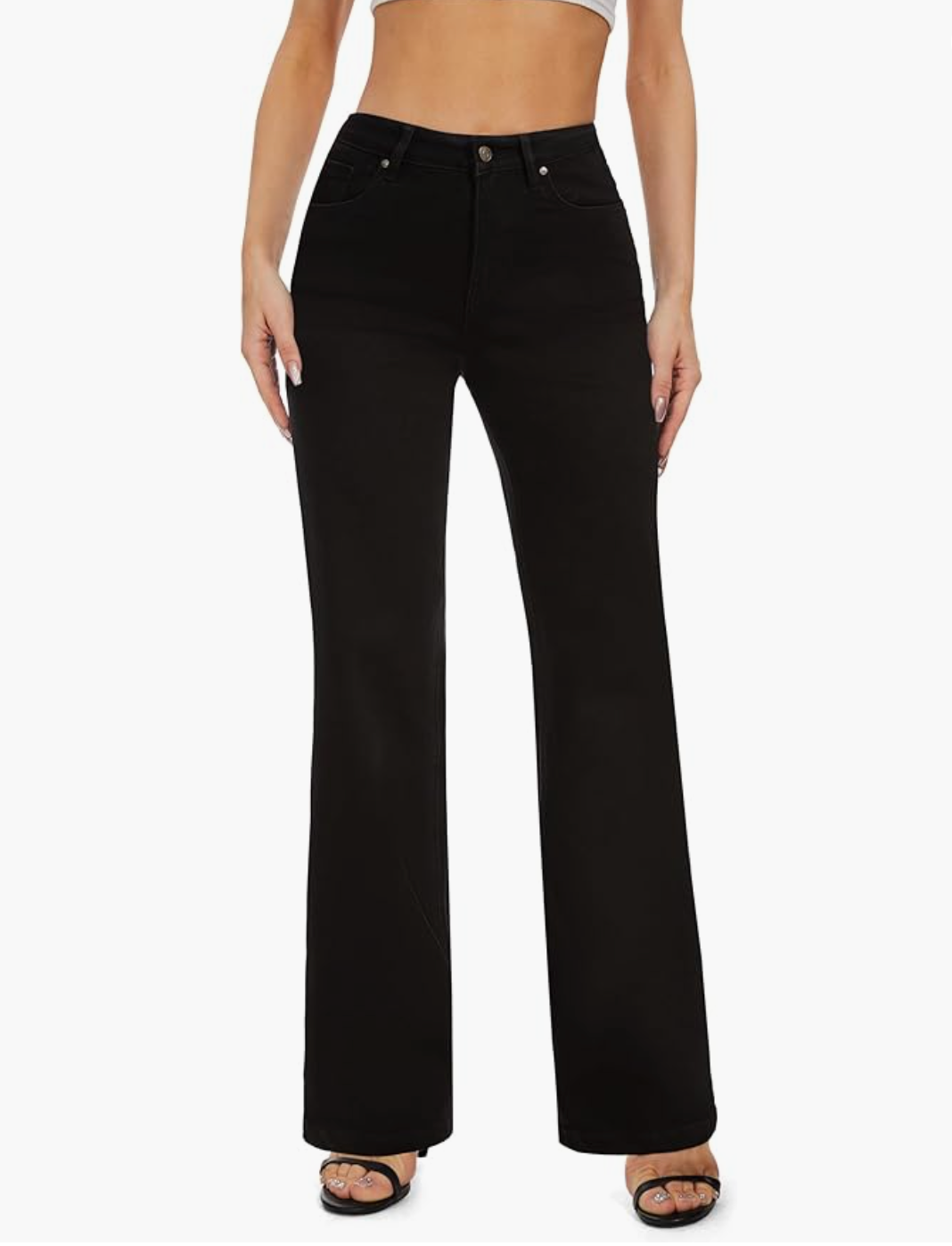 FLYING BANANA Women&#39;s High Waisted Wide Leg Baggy Stretch Denim Jeans