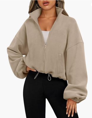 AUTOMET Womens Fleece Jackets Zip Up Oversized Sweatshirts Winter Clothes Long Sleeve Crop Sherpa Fall Outfits Fashion