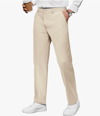 COOFANDY Men&#39;s Casual Pants Classic Fit Straight Legs Flat Front Twill Pants