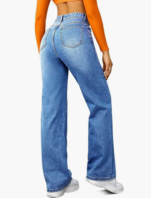 Straight Leg Jeans for Women,High Waisted Wide Leg Loose Microelastic Boyfried Denim Pants
