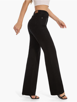 FLYING BANANA Women's High Waisted Wide Leg Baggy Stretch Denim Jeans