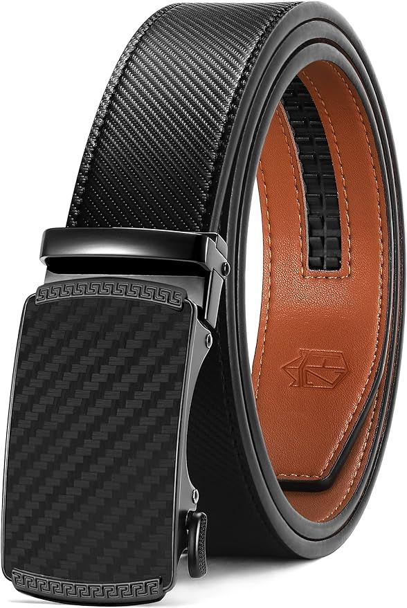 Zitahli Belt Men, Ratchet Belt Dress with 1 3/8&quot; Premium Leather,Slide Belt with Easier Adjustable Automatic Buckle