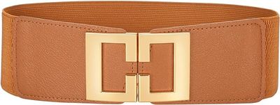 Wide Waist Belts for Women Dresses Vintage Elastic Belts Fashion Stretchy Belt with Gold Buckle