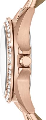 Fossil Women's Riley Quartz Stainless Steel and Leather Multifunction Watch, Color: Rose Gold, Sand (Model: ES3466)