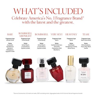 Victoria's Secret Mini Eau de Parfum Discovery Gift Set: Bombshell, Bombshell Magic, Tease, Bare, Very Sexy, &amp; Heavenly
