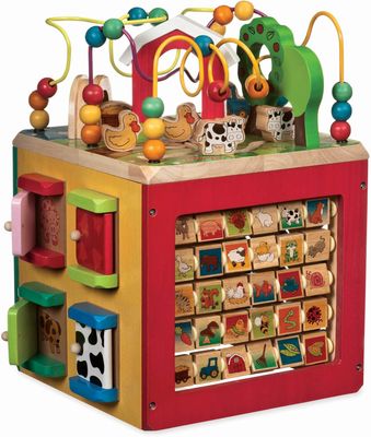 Battat - Activity Cube With Farm Theme - Educational Wooden Toys For Toddlers And Kids - 1 Year +
