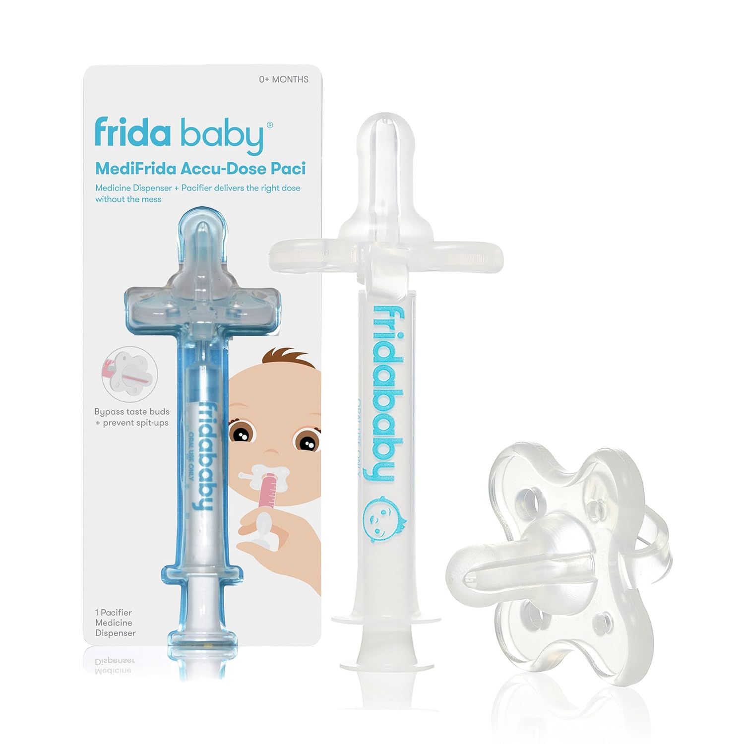 Frida Baby Medicine Pacifier, Medi Frida Baby Medicine Syringe &amp; Accu-Dose Pacifier, Baby Medicine Dispenser for Mess &amp; Fuss Free Use