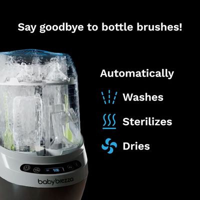 Baby Brezza Bottle Washer Pro - Baby Bottle Washer, Sterilizer + Dryer - All in One Machine Cleans Bottles, Pump Parts, &amp; Sippy Cups - Replaces Hand Washing, Bottle Brushes and Drying Racks
