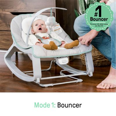 Ingenuity Keep Cozy 3-in-1 Grow with Me Vibrating Baby Bouncer, Seat &amp; Infant to Toddler Rocker, Vibrations &amp; -Toy Bar, 0-30 Months Up to 40 lbs (Weaver)