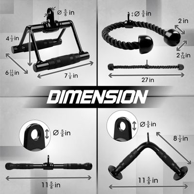 Yes4All Cable Machine Attachment, Tricep Straight Bar, V Bar, LAT Pulldown Attachments/Accessories Load 880lbs for Home Gym