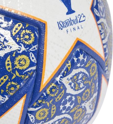 adidas UCL Istanbul Pro Match Ball - Celebrate Istanbul's Legacy with a High-Performance Ball, White/Team Royal Blue/Solar Orange/Silver MET. Size 5