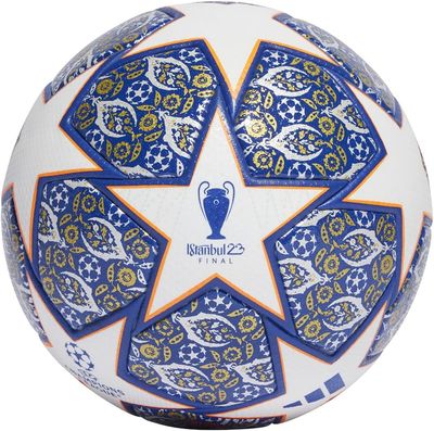 adidas UCL Istanbul Pro Match Ball - Celebrate Istanbul&#39;s Legacy with a High-Performance Ball, White/Team Royal Blue/Solar Orange/Silver MET. Size 5